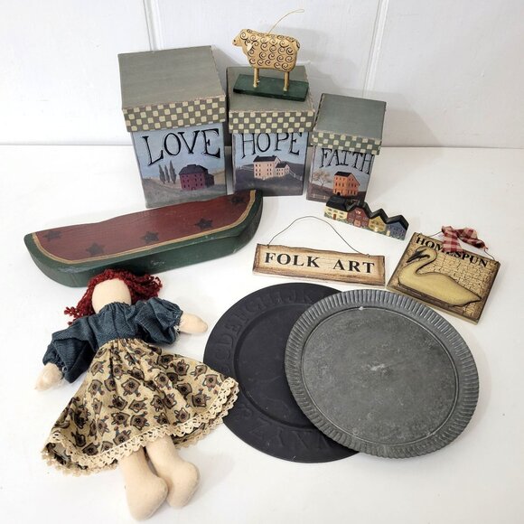 Vintage Other - Country Folk Art Collection 11 Pieces Vintage Home Decor